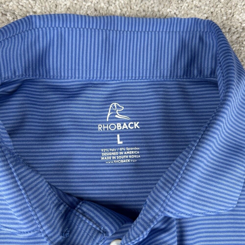 Rhoback Polo Shirt LOT OF 2 Men's Large Performance Bundle Striped Stretch Golf - Picture 8 of 15